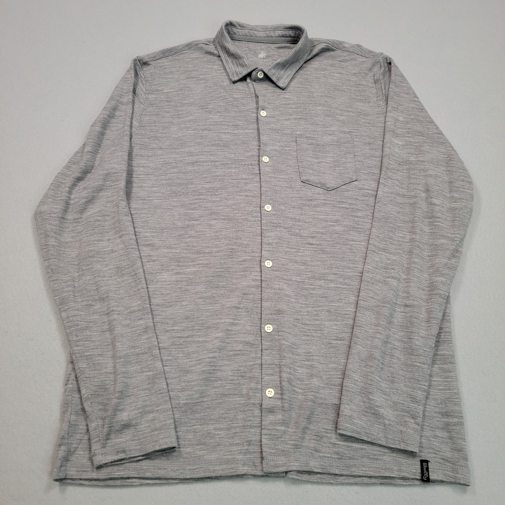Woolly Everyday Merino Wool Button Down Shirt Grey Mens XL Long Sleeve